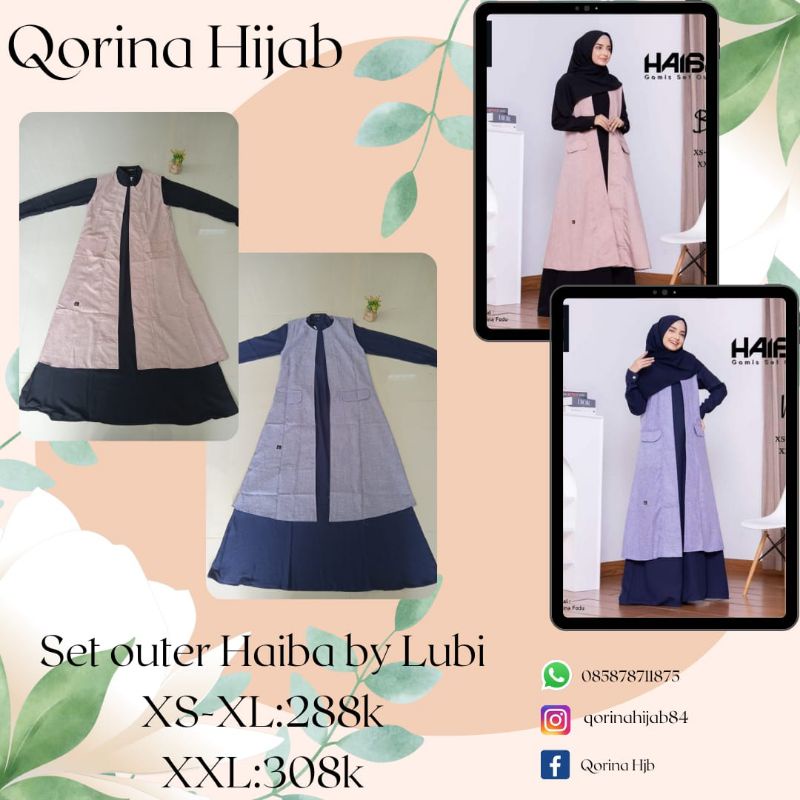 Gamis set outer / Lubi Haiba / Gamis Lubi terbaru / Gamis dewasa