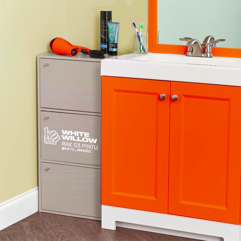 LEMARI RAK 3 PINTU SUSUN ADA KUNCI (REAL VIDEO) | STORAGE SERBAGUNA | DARING BLACK & WHITE WILLOW | 