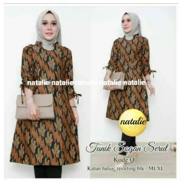 Tunik Sogan Serut / Tunik Batik Wanita Kondangan / Jual Tunik Murah