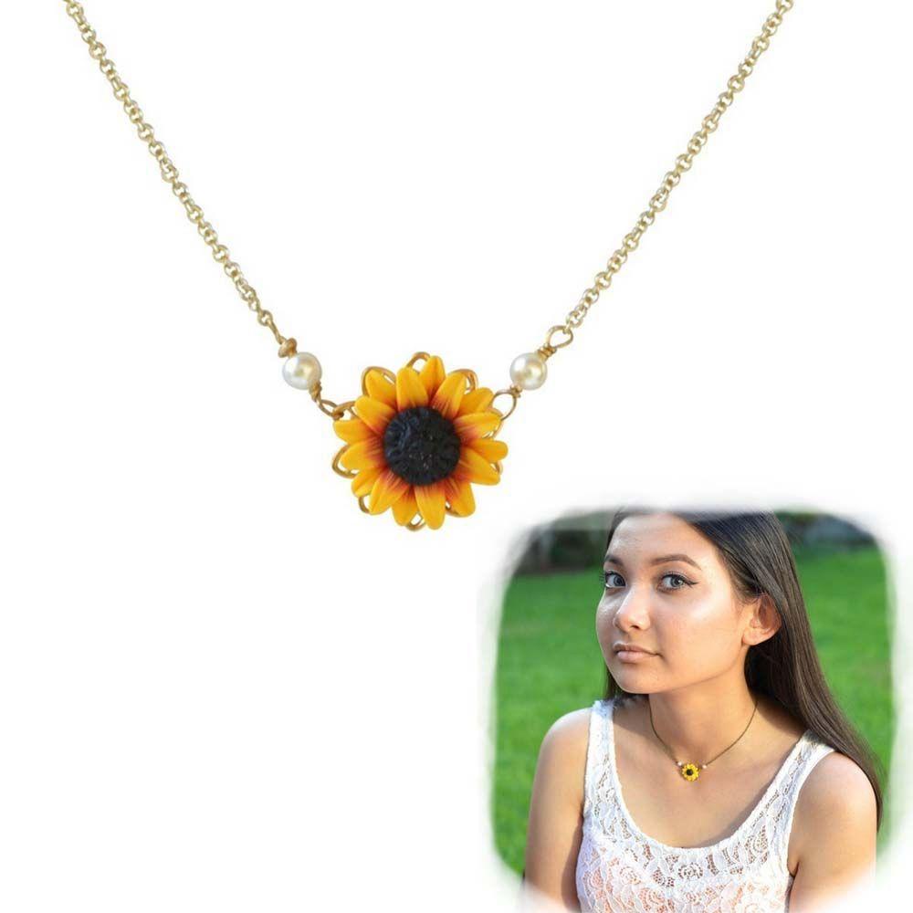 Lily Bunga Matahari Kalung Wanita Princess Jewelry Lapis Emas