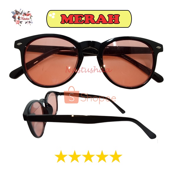 Kacamata Hitam Wanita Pria Bingkai Oval Lensa Warna Korea Style Kaca Mata Vincent Fashion Sunglasses Import Unisex FREECASE