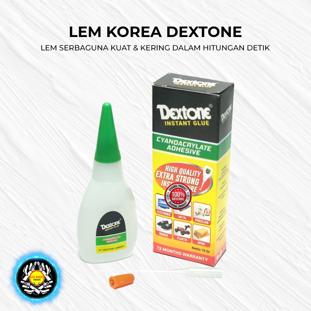 

LEM SETAN CAIR SERBAGUNA DEXTONE CYANOACRYLATE ADHESIVE SUPER KUAT / LEM INSTAN KOREA JEPANG CEPAT KERING / LEM GILA DEXTONE INSTANT GLUE 15 GR MEDAN BINJAI