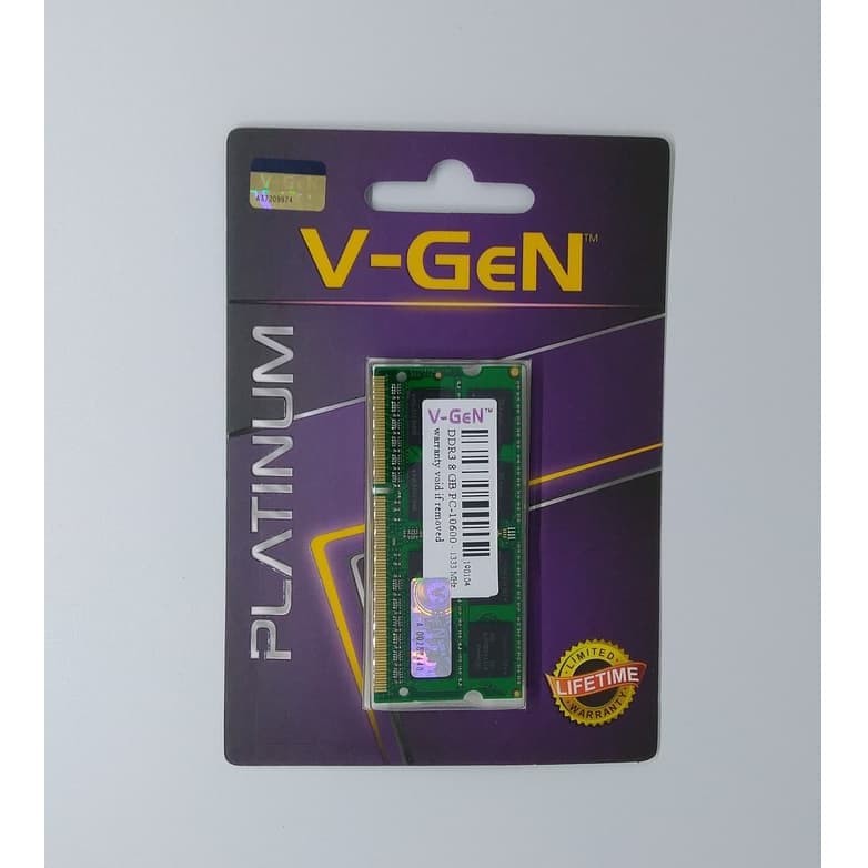 V-GEN Sodimm DDR3 8GB V GEN PC PC3L 10600 12800 TIPE PLATINUM VGEN for Notebook or Laptop