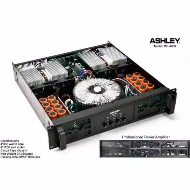 Power Ashley MD 4800 Amplifier Ashley MD4800-4 channel Original