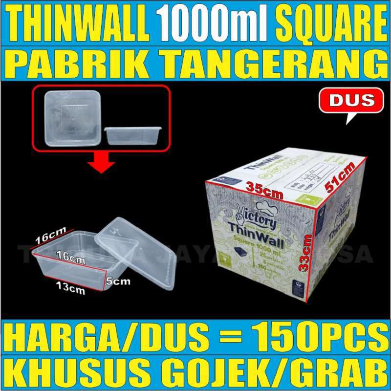 Thinwall SQ 1000ml Square Kotak Makanan Per Dus Food Container Plastik