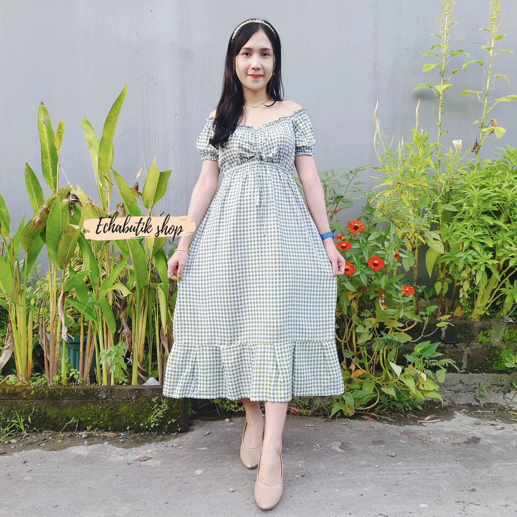 DASTER/DRES CASANDRA POLOS BALI-KOTAK OLIV
