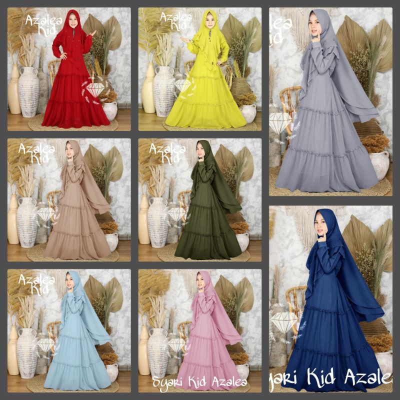 SYARI AZALEA KID PAKAIAN ANAK TANGGUNG PEREMPUAN DRESS GAMIS MAXI MAXY MOSCREPE JILBAB MR ADA VIDEO REAL PICT