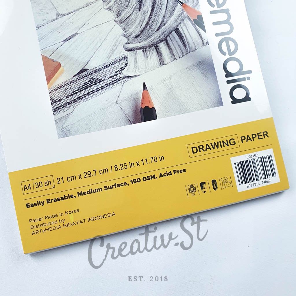 

ARTEMEDIA Drawing Book Sketch Book A4 30 Sheet Buku Sketsa Gambar Pensil Charcoal Arang 21 Cm X 30