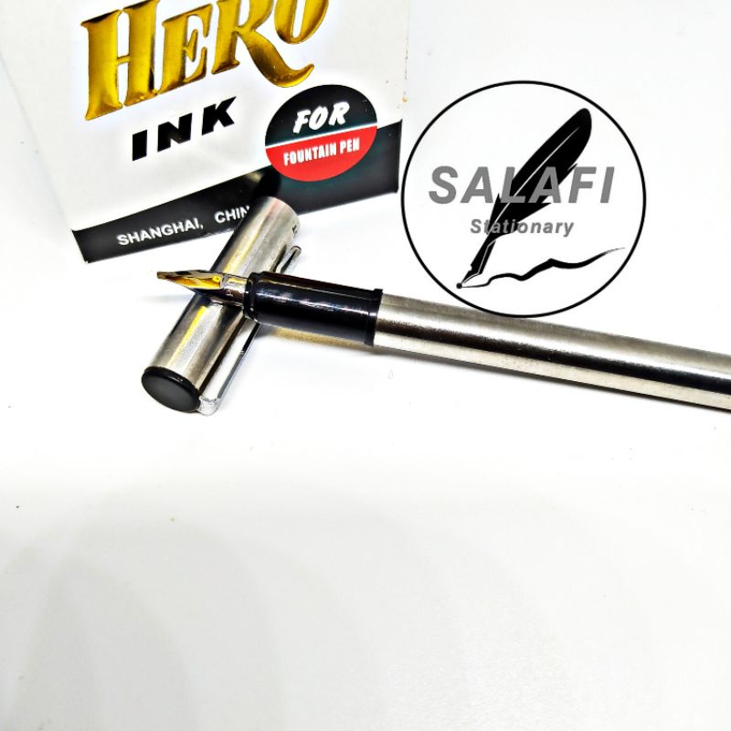 

paket pulpen ijazah paket kaligrafi termurah kalam japan nib 1 Mm tinta isi ulang hero 50 Ml
