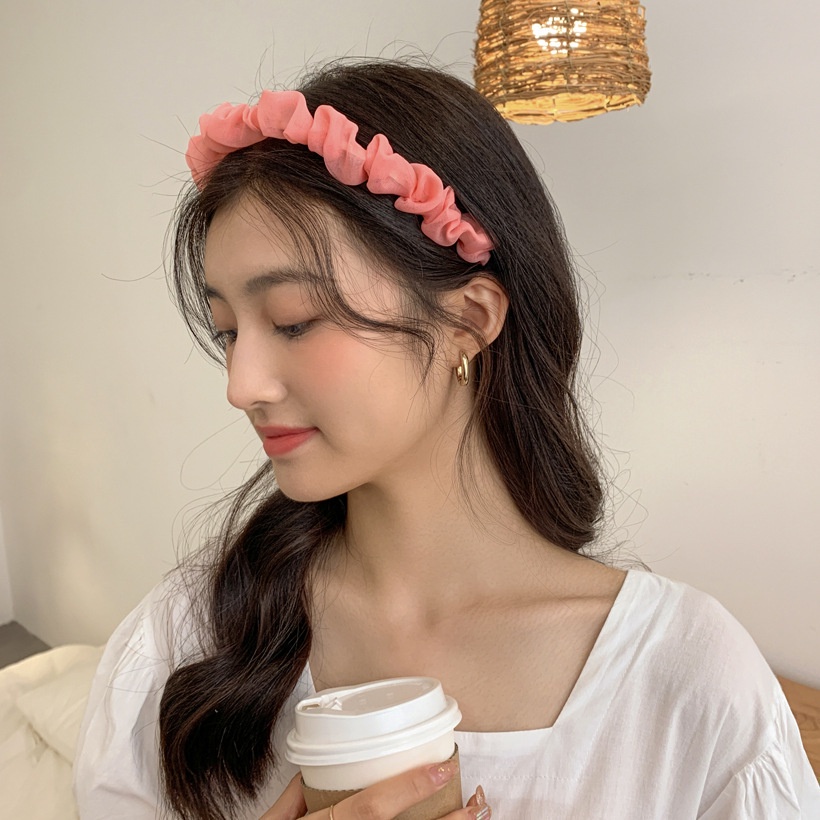 T&amp;Y Bando Scrunchie Transparant Korea Serut Headband Bandana Polos Wanita Bando Kain Scrunchie Bahan Sifon Fashion Murah Import