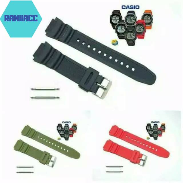 Strap Tali Jam Tangan Casio W218 H W218h W-218h W 218 H FREE 2 PEN.