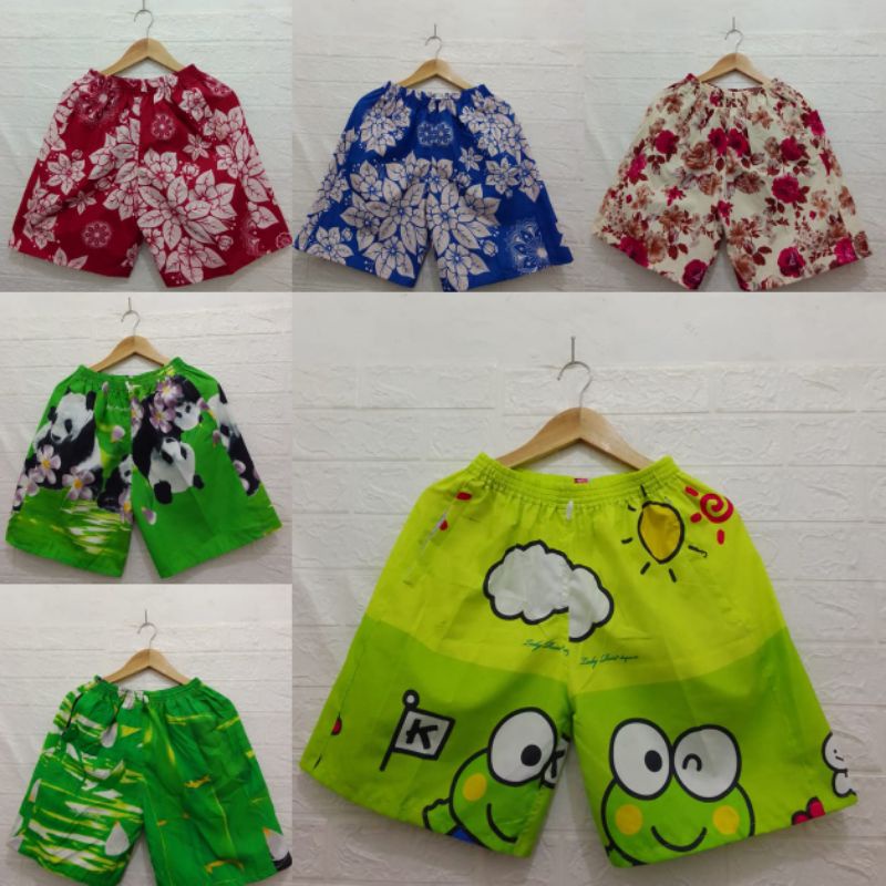 celana kolor pendek wanita dewasa motif bunga