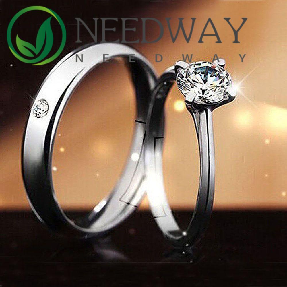 Set Cincin Jari Model Terbuka Adjustable Lapis Silver Untuk Pasangan