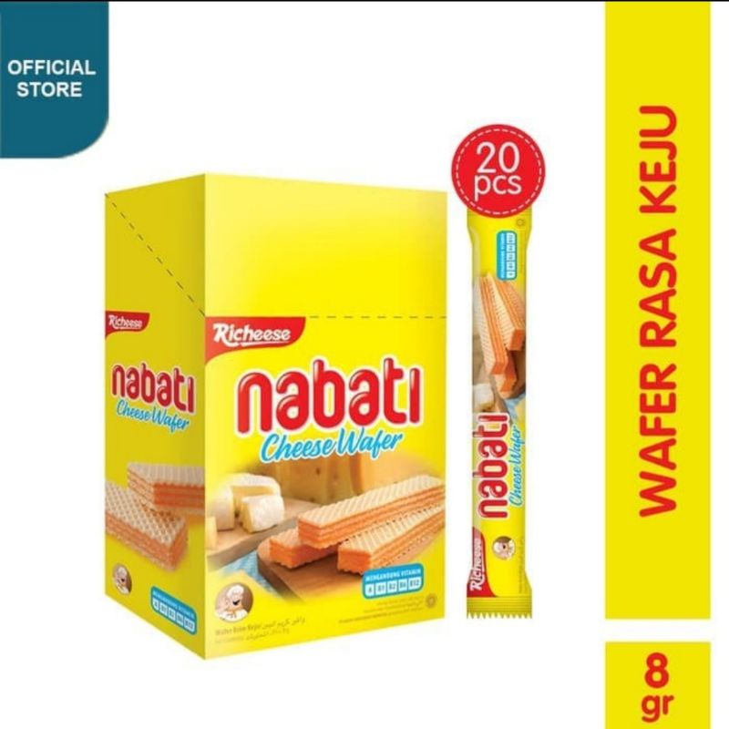 

Wafer Richeese Nabati wafer rasa keju 8gr x 20