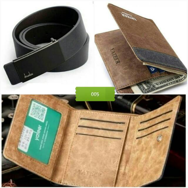 [PROMO] 1 Set Ikat Pinggang + Dompet Kulit Pria - Impor/Belt + Wallet