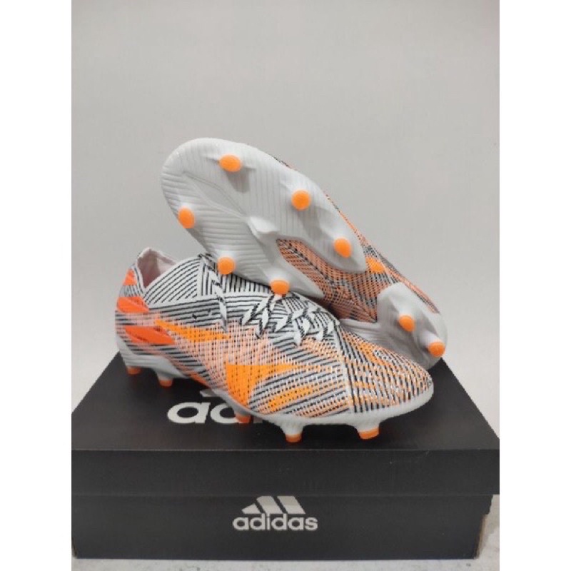 SEPATU BOLA ADIDAS NEMEZIZ 19.1 WHITE BLACK ORANGE FG