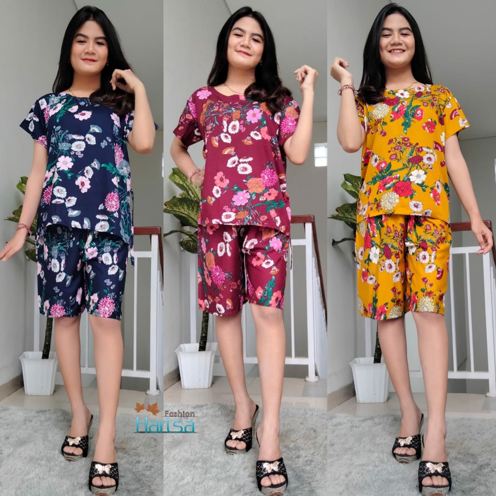 Piyama Pendek Lola Flower Rayon Super 03-1