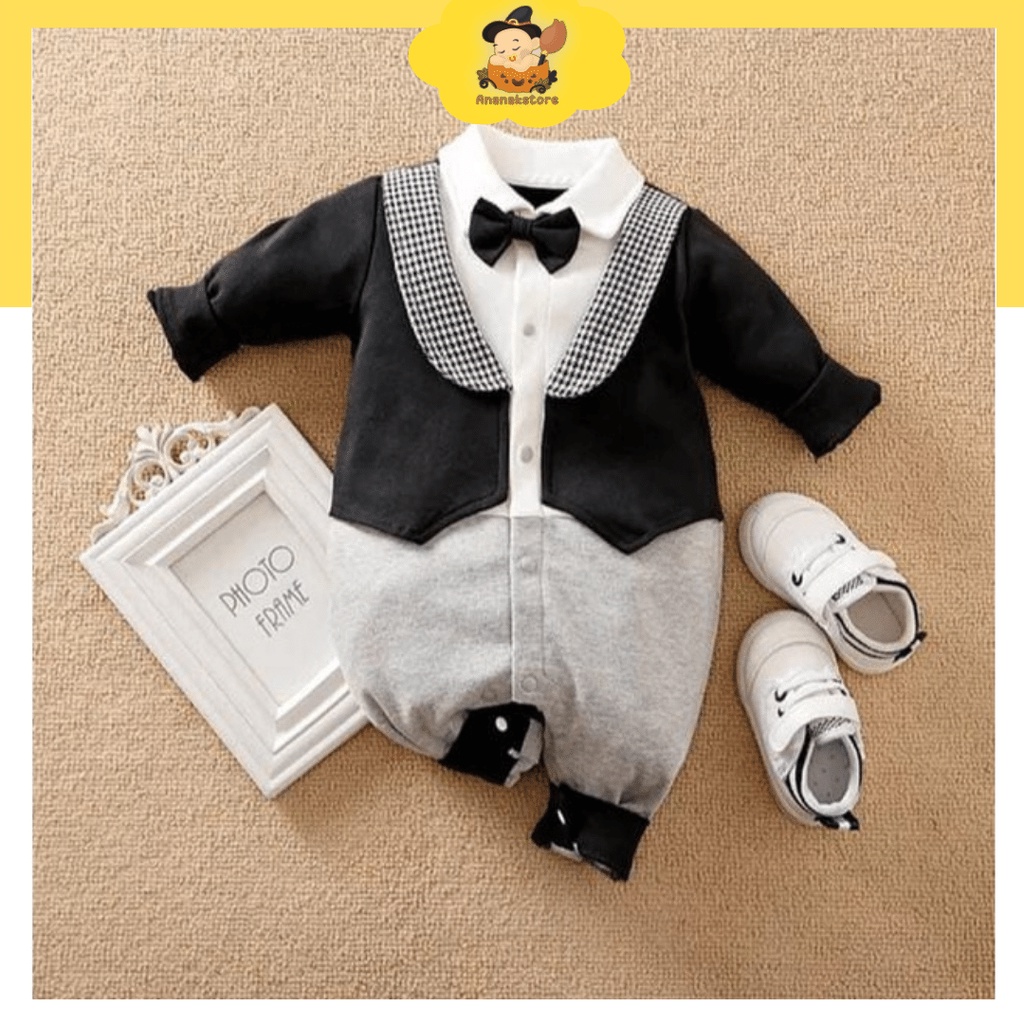 [COD] jumper tuxedo anak laki laki motif outher hitam usia 2 tahun import premium