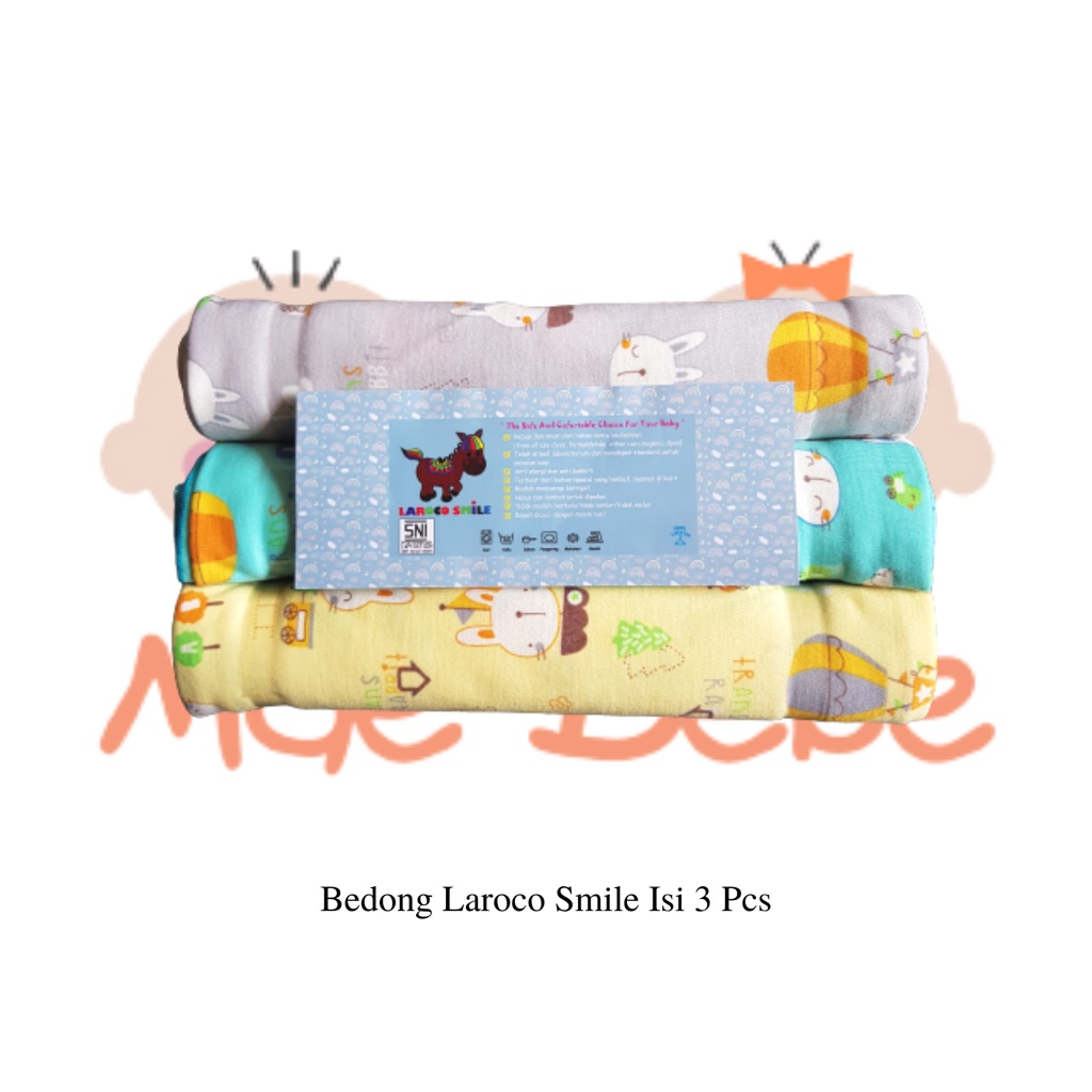 Bedong Bayi Laroco Smile Motif Isi 3 Pcs