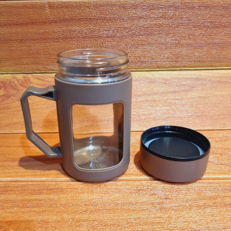 Mug Tutup Thermos 450ml / Mug Kaca / Gelas Tutup Kaca Murah / Gelas Kaca Motif Thermos / Cangkir Kaca