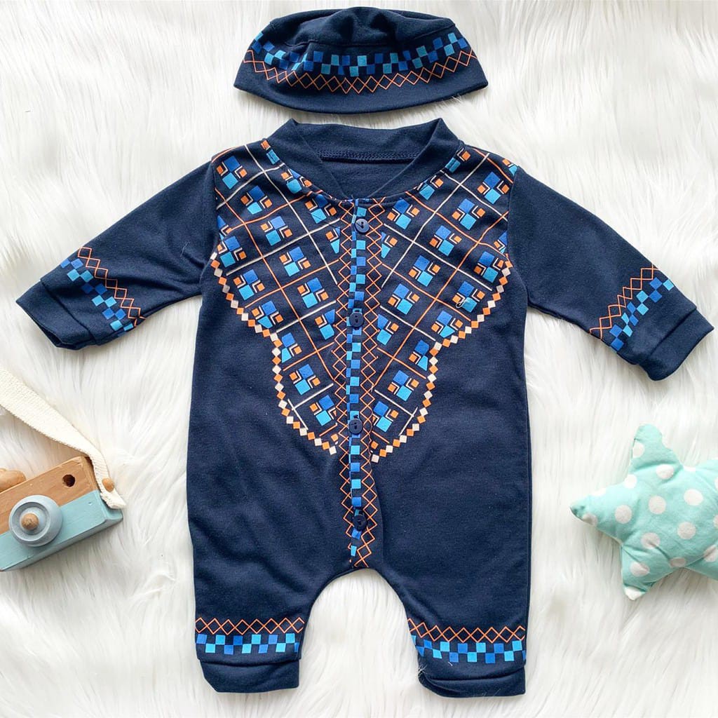 Baju koko anak bayi umur 0 sampai 6 bulan jumper-Navy -ABBY