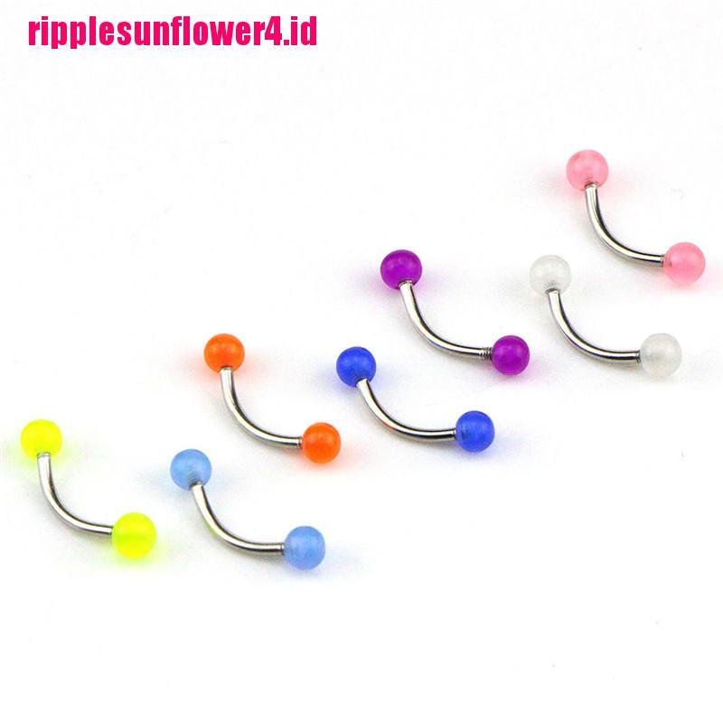 7pcs / Set Cincin Tindik Alis Bentuk Bola Barbel Glow In The Dark