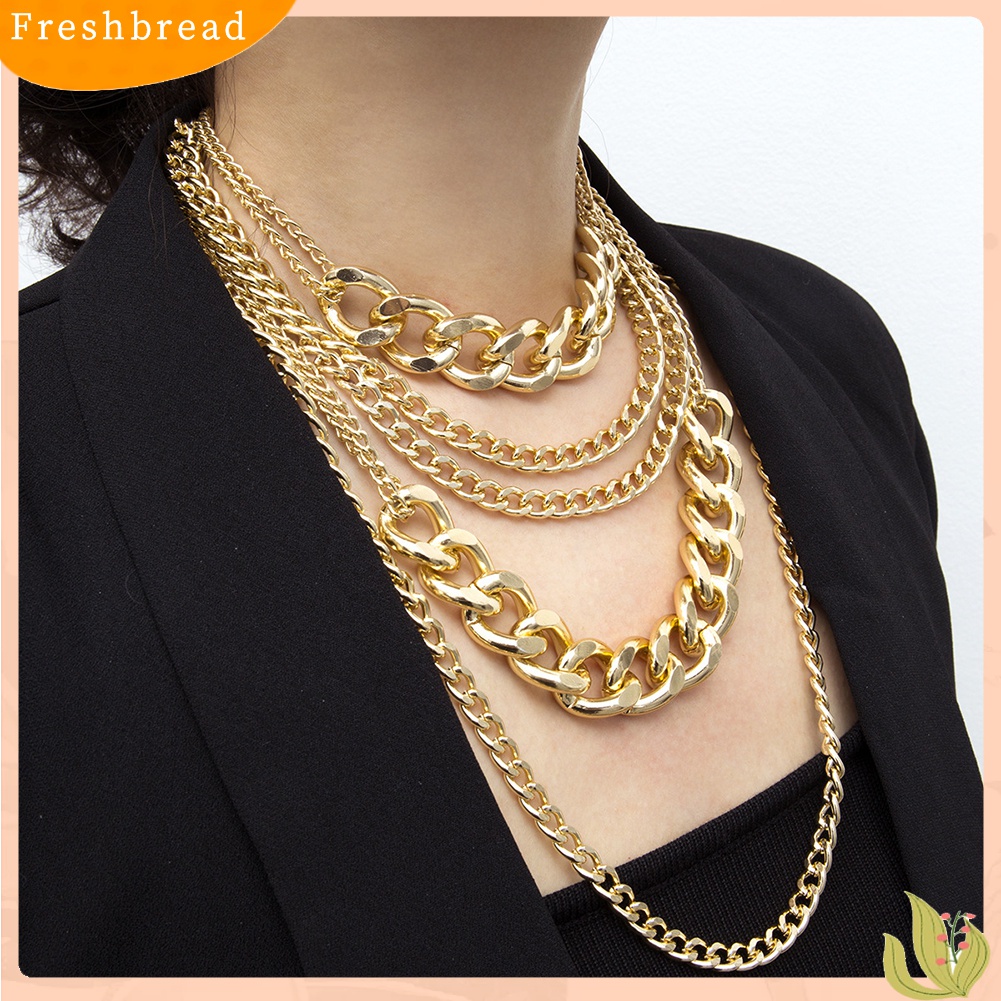 Fresh| Kalung Rantai Multilayer Gaya Punk Rock Hip hop Untuk Wanita