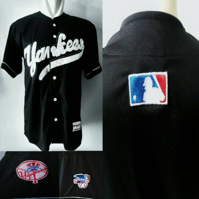 JERSEY BASEBALL BLACK YANKEES - BAJU BASEBALL HITAM-YANKEES-MAJESTIC