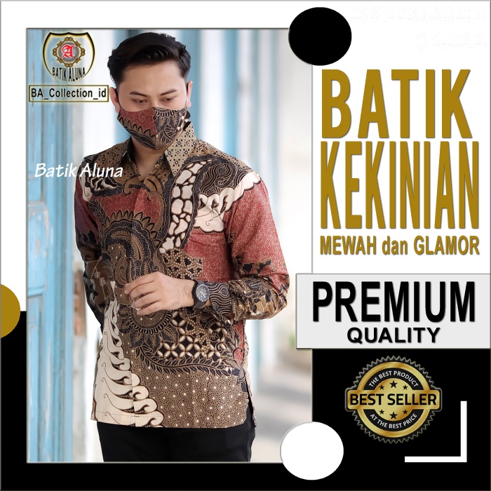 Kemeja Baju Batik Pria Lengan Panjang Kombinasi Elegan Terbaru Terlaris Original Super Casual Formal