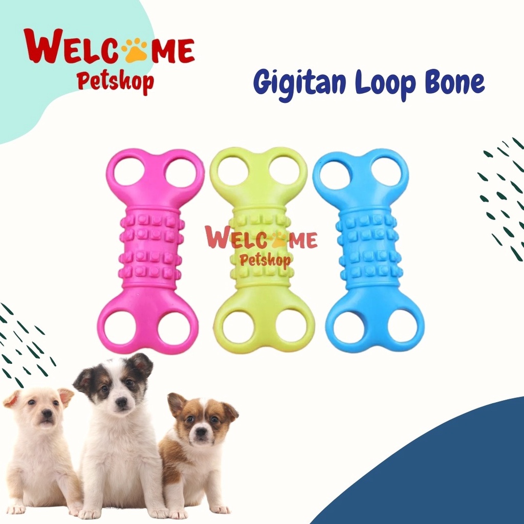 Gigitan Loop Bone / Mainan Anjing / Mainan Hewan / Mainan Gigitan