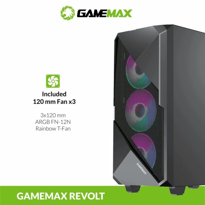 PC Case Gamemax Revolt ATX ARGB with PWM &amp; Rainbow ARGB Hub