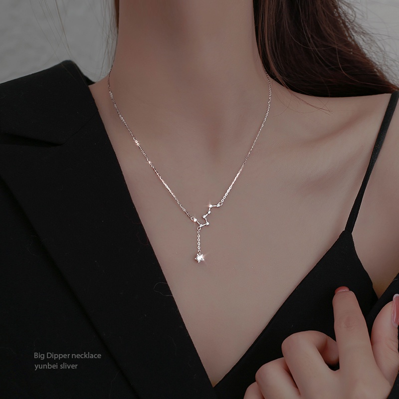 S925 Silver Dipper Rumbai Bintang Kalung Ornamen Hadiah Hari Valentine