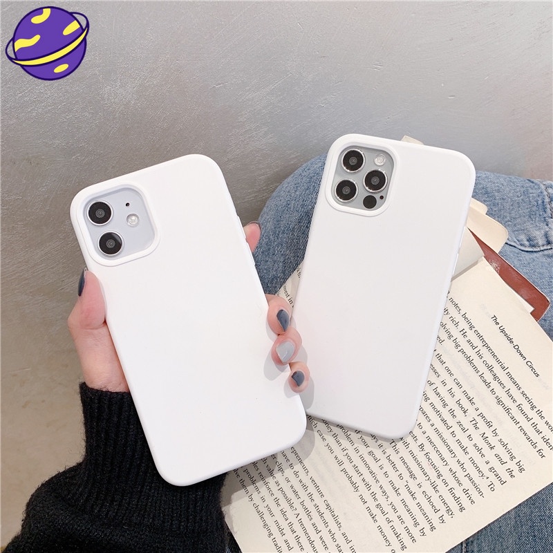 Soft Case Silikon Warna Putih Untuk iPhone 11 12 13 14 Pro Max X XR XS Max 6 6S 7 8 Plus