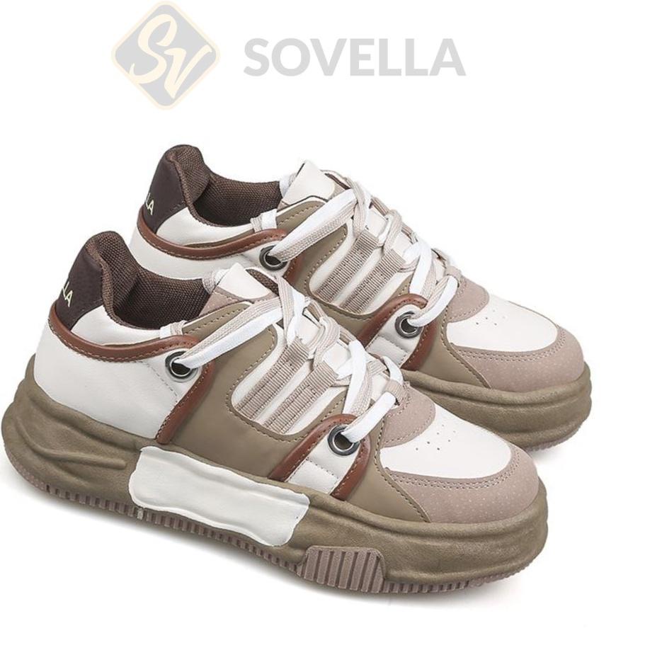 Koleksi Terbaru.. SOVELLA Jihyo Sepatu Sneaker Empuk Karet Simpel Hitam Wanita Import