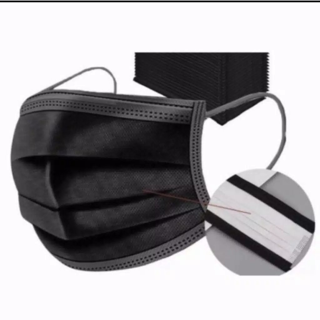 Masker black i care 3 ply earloop