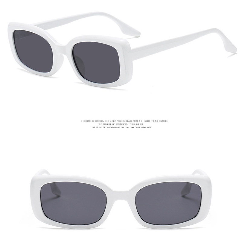 Papaozhu Chic Kacamata Bingkai Persegi Panjang Putih Untuk Wanita Pria Gaya Perlindungan UV400 Mengemudi Nuansa Kepribadian Liburan Kacamata Perjalanan