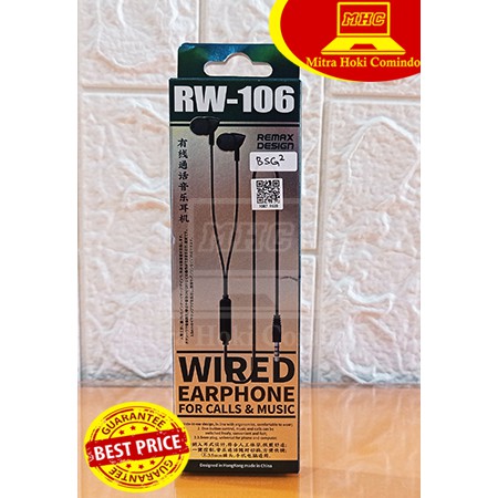 EARPHONE REMAX RW106