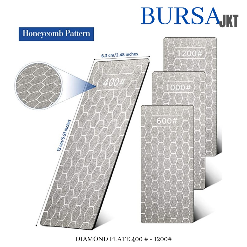 BATU PENGASAH PISAU BERLIAN KETAM DIAMOND PLATE MODEL HONEYCOMB GRIT 400 - 1200#