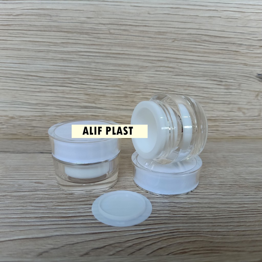 POT CREAM OVAL ACRYLIC 5 GRAM PUTIH BENING / POT OJR IMPORT