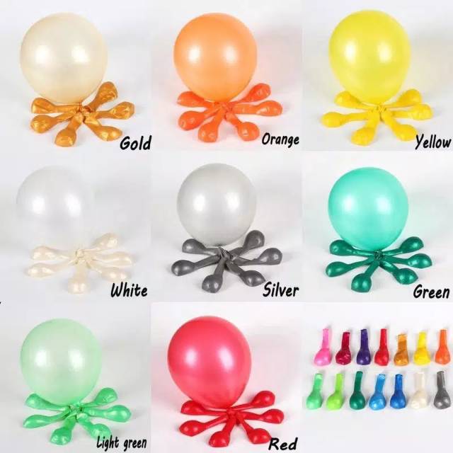 GROSIR ISI 100 - BALON LATEX METALIK 12 INCI TEBAL