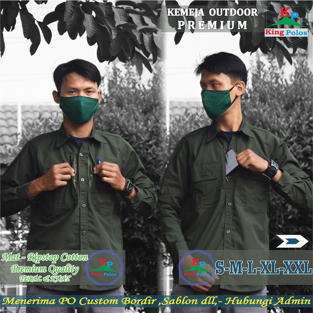 Jual Kemeja Pdl Premium Saku Variasi Warna Hijau Army Kemeja Outdoor