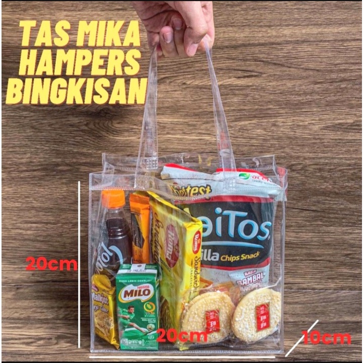

Tas Mika PVC Polos Goodiebag Hampers Souvenir Ulang Tahun Transparant Bening Murah