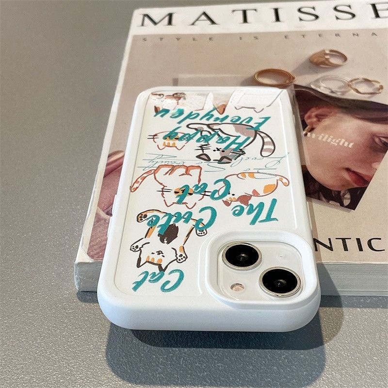 Case Desain Kartun Doodle Kucing Untuk IPhone 12 13 11 Pro Max X Xs Max Xr Uhbd