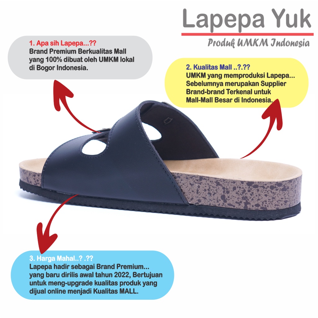 LAPEPA YUK - Sandal Wanita Casual Model Birken Sol Puyuh JINNY ALL COLOR Sendal Cewek Sol Kulit Santai Ban dua Empuk Warna Black Hitam Putih Gesper Perempuan Selop Anti Slip Premium Original Kekinian Terbaru Shoes ORI Mall Official Store