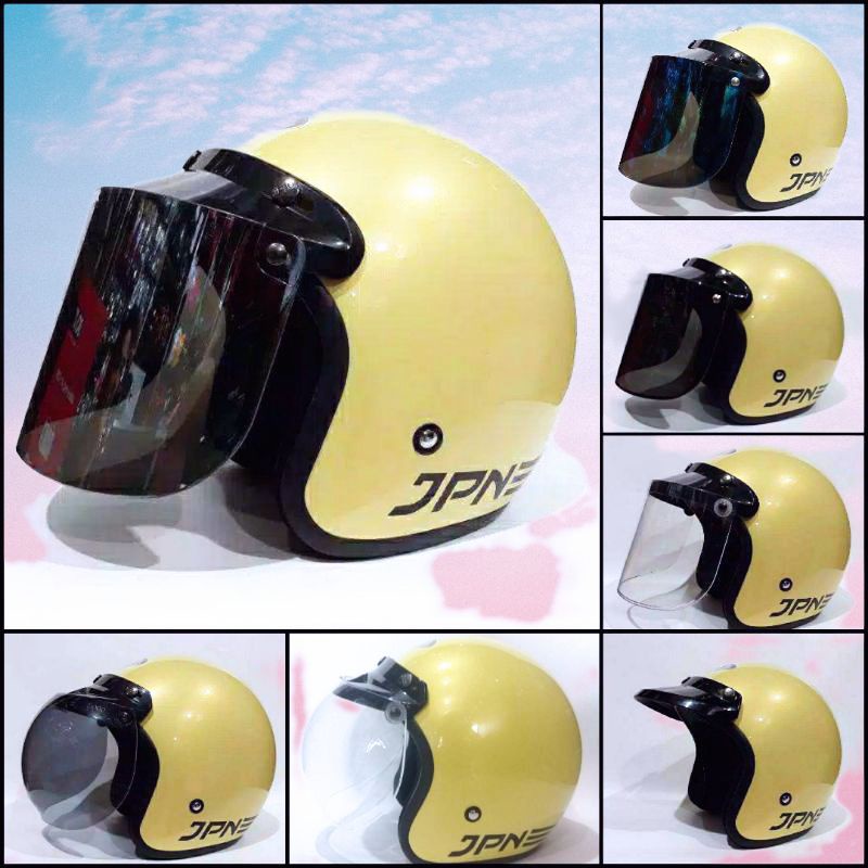 Helm jpn polos kuning lemon glosy original SNI