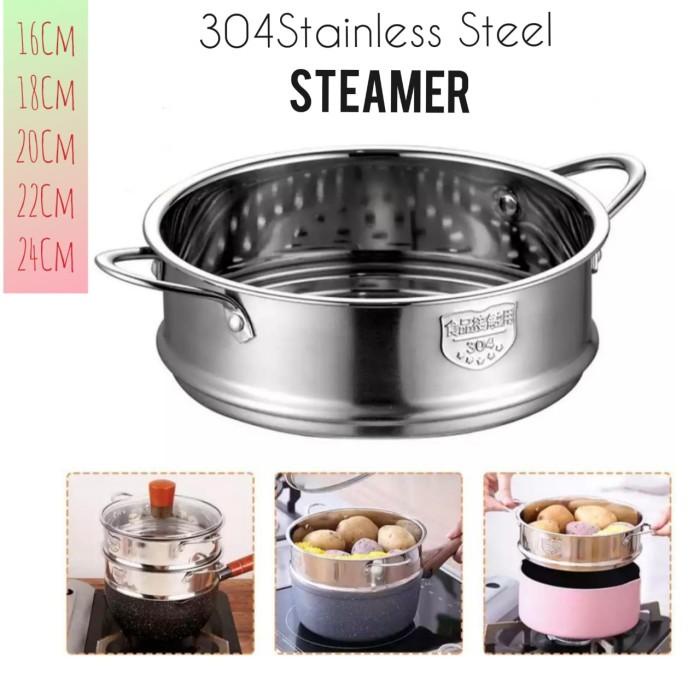 Steamer With Handle / Kukusan Untuk Panci - 304 Stainless Steel - 24Cm