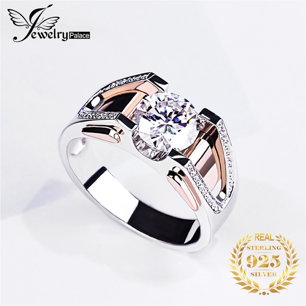 Pt950 Cincin Pria Berlian 2 Carat Pernikahan Cincin Fashion Perhiasan