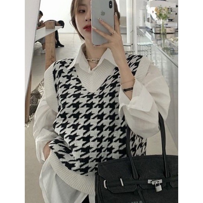 BUNGA VEST KNIT  ROMPI RAJUT JENNIE TRIBAL KOREA TEBAL ATASAN WANITA