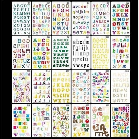 Plastic Stencil - 24 Font Letter Pattern S01 s/d S24 (18x10cm)