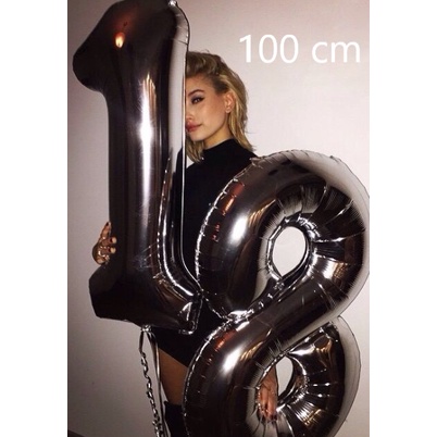 (Grosir) Balon Angka Super Jumbo 100 cm Hitam